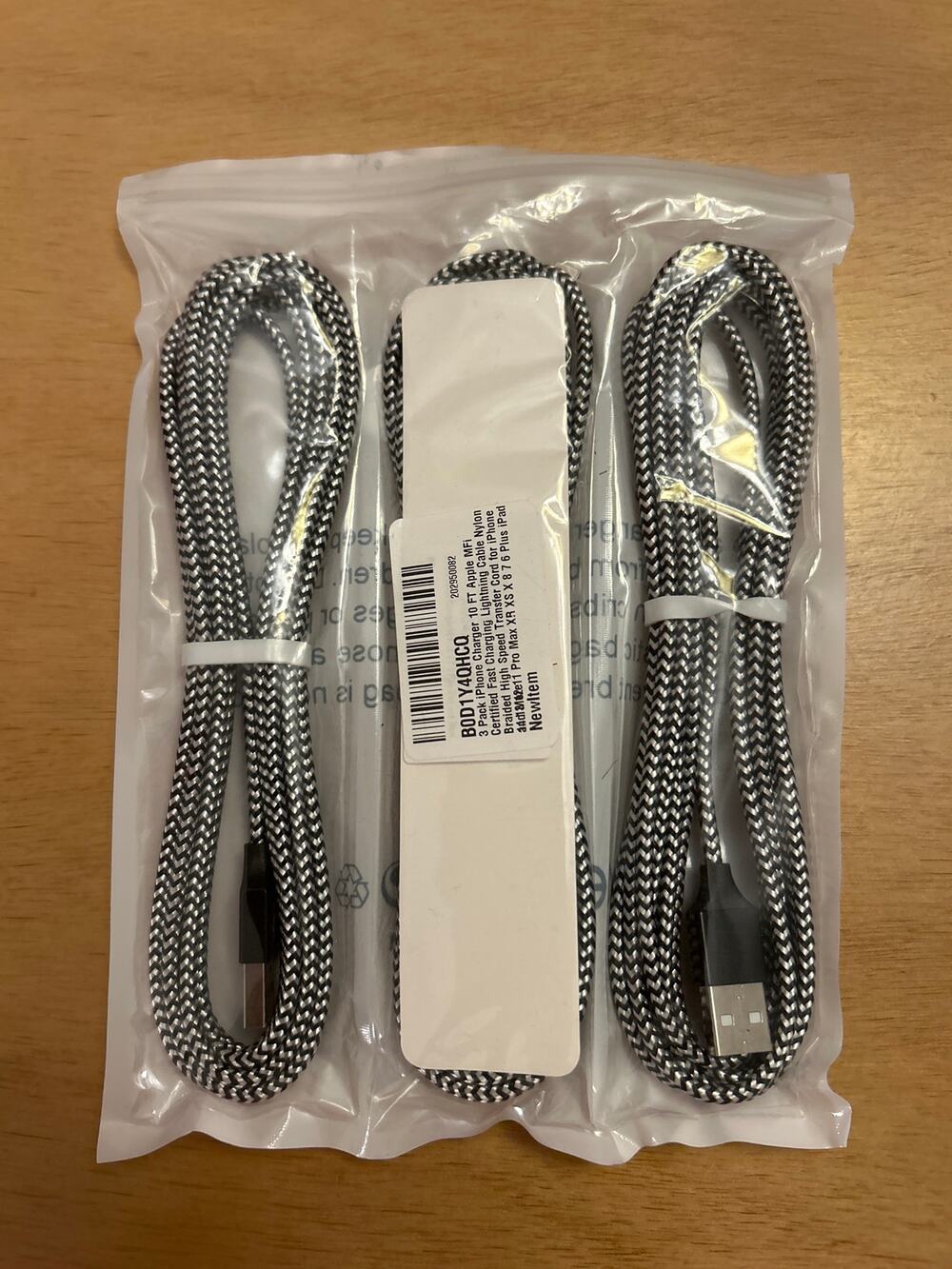 New 3pk iPhone Fast Charge Lightning Cable 10ft for 11pro Max XR XS X 8 7 6 Plus